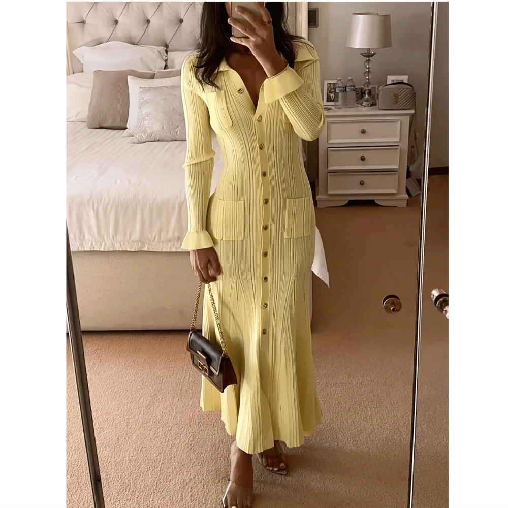 Women's New Elegant Commuting Knit Dress, Fashionable Long Knit Dress, Daily Sli - Picture 2 of 2